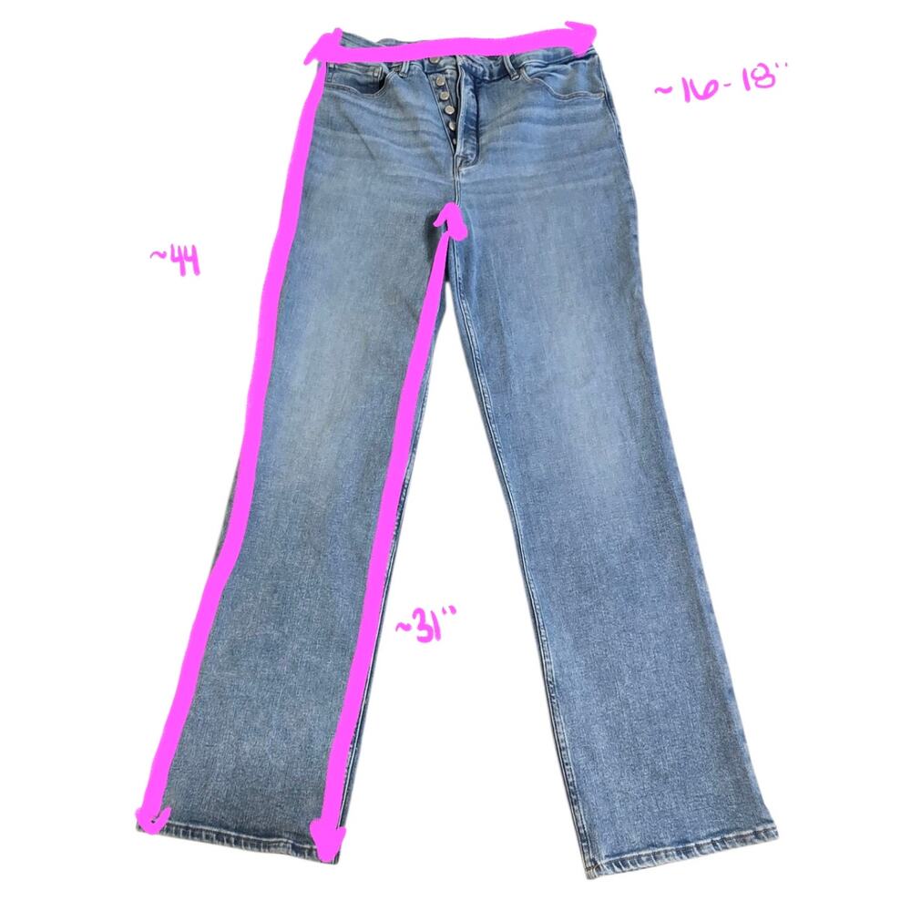 Good American Good Icon High Rise Straight Jeans Zip & Exposed Button Fly 16 - Picture 4 of 8